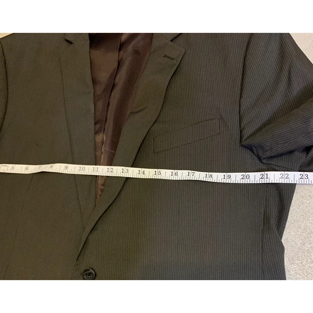 Kenneth Cole Reaction Mens Gray Pinstriped Sport Coat Size 44R Preppy Office